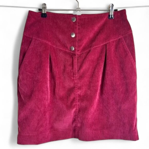 Burgundy Skirt Rebecca Minkoffâ Corduroy Mini Skirt Size 8 Fall Frolic Après-Ski - Picture 2 of 14